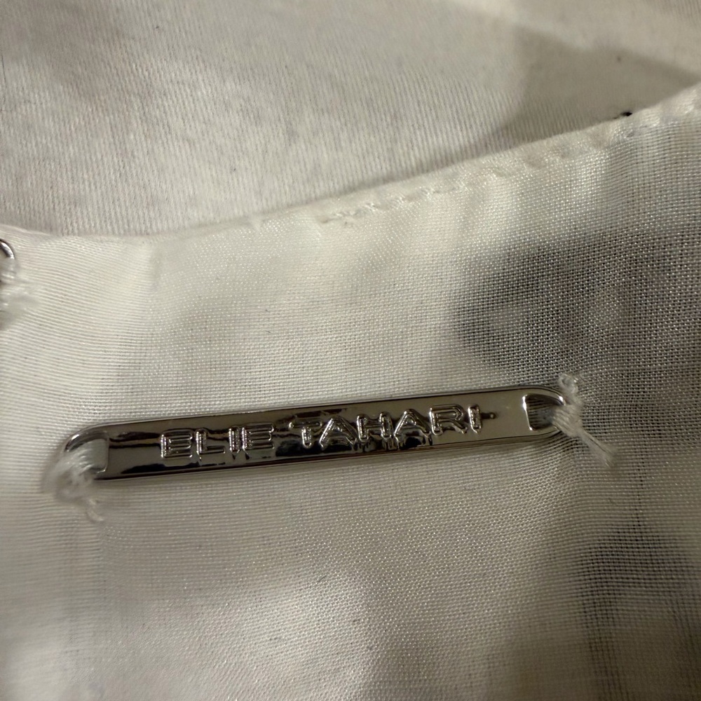 Elie Tahari Embroidered Black and White Cotton and Silk Tiered Maxi Dress - Sz10 - Picture 4 of 5